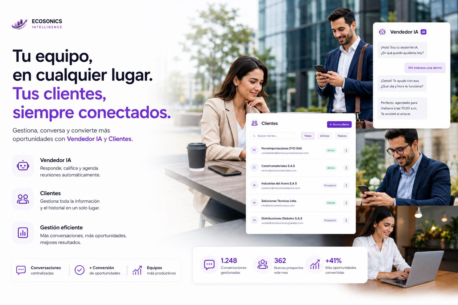 Pantalla real del Vendedor IA conectado al CRM, WhatsApp, prospectos y automatizaciones comerciales
